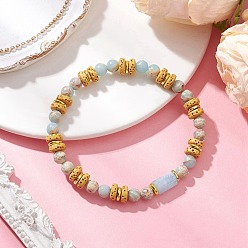 Желтый Браслеты из натуральных лавовых камней, синтетической аква-терра-яшмы и натурального аквамарина, желтые, внутренний диаметр: 2-3/8 дюйм (6.1 см)