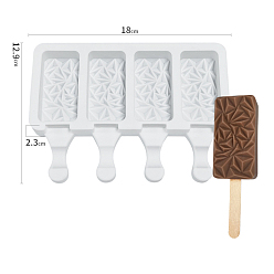Medium Aquamarine Silicone Ice-cream Stick Molds, with 4 Styles Rectangle-shaped Cavities, Reusable Ice Pop Molds Maker, Medium Aquamarine, 129x180x23mm, Capacity: 45ml(1.52fl. oz)