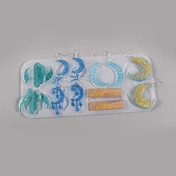 Луна Силиконовые формы для подвесок, формы для литья смолы, для уф-смолы, эпоксидная смола мотаться серьги изготовление ювелирных изделий, облако, луна, 106x235x4.5 мм, отверстие : 1.5~2 мм, внутренний диаметр: 29.5~59x11~45.5 мм