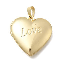 Настоящее золото 18K Подвески-медальоны в форме сердца из латуни ко Дню святого Валентина, без кадмия и без свинца, долговечный, стойки покрытие, реальный 18 k позолоченный, 29.5x29x7.5 мм, отверстие : 8x5.5 мм