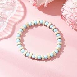 Говлит Натуральные круглые бусины говлита эластичные браслеты для мужчин и женщин, с деревянных бусин, внутренний диаметр: 2 дюйм (5.1 см)