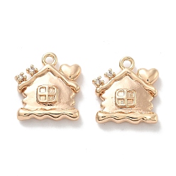 Настоящее золото 18K Микро проложить кубического циркония подвески, без кадмия, без никеля и без свинца, прелести дома, реальный 18 k позолоченный, 13x12x3 мм, отверстие : 1.2 мм
