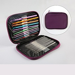 Purple DIY Knitting Needles Sets, Inlcuding Stainless Steel & Aluminum Alloy Hook Needles, Purple, 125~145x0.6~6.5mm, 22pcs/set