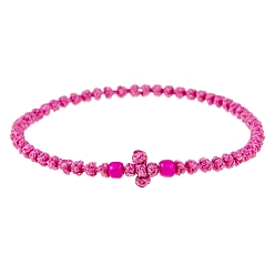 Фуксин Регулируемые браслеты из нейлоновой оплетки из бусин, фуксиново-красные, 5-1/4~7-5/8 дюйм (13.5~19.5 см)