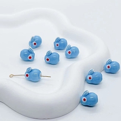 Светло-Голубой 10шт. фарфоровые бусины ручной работы, для аксессуаров ручной работы своими руками, для украшения ожерелья/браслета, кролик, Небесно-голубой, 13.5 мм, отверстие : 2 мм
