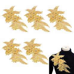 Желтый Нашивки на одежду из полиэстера, лист, со стразами, желтые, 305x165x6.5 мм