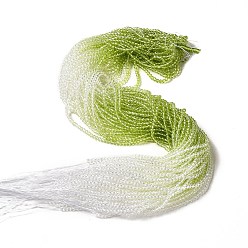 Светло-зеленый Коричневый Прозрачный градиент цвета стеклянные бусины пряди, граненые круглые, оливково-серый и прозрачный, 3x2.8 мм, отверстие : 0.9 мм, около 123 шт / нитка, 14.53'' (36.9 см)