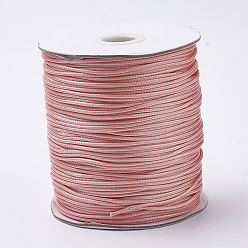 Light Salmon Braided Korean Waxed Polyester Cords, Light Salmon, 1mm, about 174.97 yards(160m)/roll
