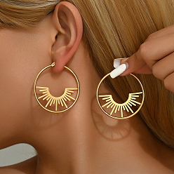 Солнце Элегантные 201 серьги-кольца из нержавеющей стали, золотые, солнце