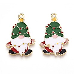 Зеленый Подвески из эмали и сплава, без свинца и без кадмия, чары гномов, золотые, зелёные, 30x18.5x1.2 мм, отверстие : 1.6 мм