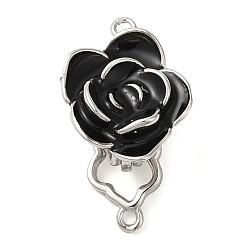 Платина Латунь, раскладывающиеся застежки из черной эмали, без кадмия, без никеля и без свинца, цветок, платина, 23 мм
