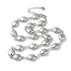 Stainless Steel Color Non-Tarnish 304 Stainless Steel Teardrop Link Necklaces, Stainless Steel Color, 16.73 inch(42.5cm)