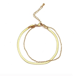 None Браслеты на ногу из нержавеющей стали с двумя рядами для женщин, реальный 18 k позолоченный, 8.27 дюйм (21 см)