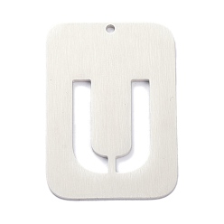 Letter U Anlaufgeschützt 304 Anhänger aus Edelstahl, Rechteck mit Alphabet, hohl, letter.u, 32x22x1 mm, Bohrung: 1.5 mm