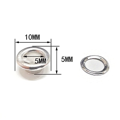 Серебро Латунные втулки, с железной прокладкой, для изготовления пакетов, плоско-круглые, серебряные, 1x0.5 см, отверстие : 5 мм