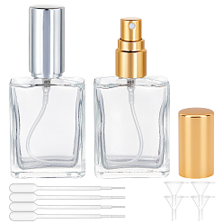 Mixed Color Refillable Glass Spray Bottles, with Fine Mist Sprayer & Dust Cap and Plastic Dropper & Funnel Hopper, Mixed Color, 1.85x3.6x8.3cm, Capactiy: 15ml(0.5 fl. oz), 8pcs