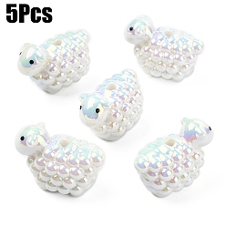 Гейнсборо 5 акриловые бусины с УФ-покрытием, радужный, овца, светло-серые, 20.5x28.5x16.5 мм, отверстие : 3 мм
