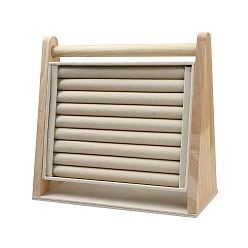 Античный Белый Бархатные с деревянными витринами для ювелирных изделий, многослойный держатель-органайзер для ювелирных изделий для ожерелий, Браслеты, Серьги, хранение колец, форма лестницы, старинный белый, 29.6x10.9x26.5~26.8 см