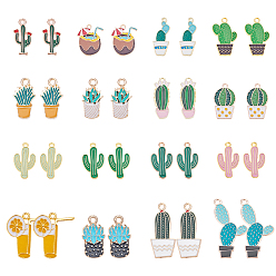 Mixed Color 32Pcs 16 Style Alloy Enamel Pendants, Mixed Shapes, Mixed Color, 2pcs/style