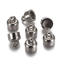 Platinum CCB Plastic Cord Ends, End Caps, Column, Platinum, 14.5x12.5mm, Hole: 3.5mm, Inner Diameter: 8mm