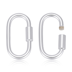Посеребрённый 2шт. 925 Карабин с фиксатором из стерлингового серебра, овальные, 925 серебро покрытием, 14x7.5 мм