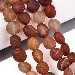 Сиена Природный агат бисер нитей, окрашенная и подогревом, матовые, самородки, цвет охры, 8~16x11~13x7~12 мм, отверстие : 0.6~1 мм, около 30~31 шт / нитка, 14.57~14.96 дюйм (37~38 см)