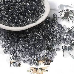 Черный Прозрачные цвета стеклянные круглые бусины, с блеском порошок, круглое отверстие, чёрные, 4x3 мм, отверстие : 1.4 мм, Около 4500 шт / фунт