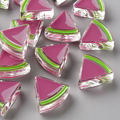 Camellia Transparent Enamel Acrylic Beads, Watermelon, Camellia, 23.5x25.5x9mm, Hole: 3.5mm