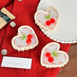 Красный Заколки для волос в форме когтей из ацетата целлюлозы, аксессуары для волос для женщин и девочек, сердце с вишней, красные, 75x63x63 мм