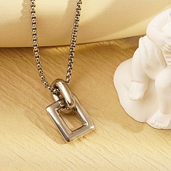 Нержавеющая Сталь Цвет Прямоугольные кулоны из нержавеющей стали для женщин, цвет нержавеющей стали, 17.72 дюйм (45 см)