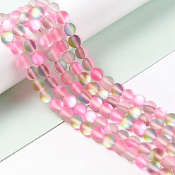 Ярко-Розовый Синтетические лунные лучи, матовые, круглые, ярко-розовый, 8 мм, отверстие : 1 мм, около 43~47 шт / нитка, 14.37''~15.08'' (36.5~38.3 см)