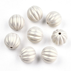Pale Goldenrod Spray Painted Acrylic Beads, Rubberized Style, Pumpkin, Pale Goldenrod, 17x16.5mm, Hole: 2mm, about 205pcs/500g