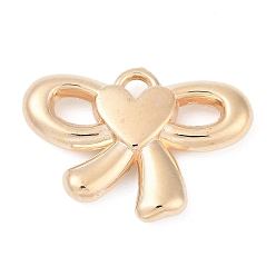 Золотой Пластмассовые подвески ccb, бантом с сердцем, с петлей, золотые, 23.5x33.5x5.5 мм, отверстие : 3~3 мм