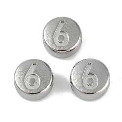 Нержавеющая Сталь Цвет Антикоррозийные 304 шарики из нержавеющей стали, плоские круглые с номером 6, цвет нержавеющей стали, 7x3.8 мм, отверстие : 1.8 мм