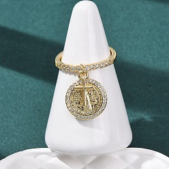 Настоящее золото 18K Манжеты из латуни с микро паве кубический цирконий для женщин, святой бенедикт с крестом, стойки покрытие, долговечный, без свинца и без кадмия, реальный 18 k позолоченный, 17 мм