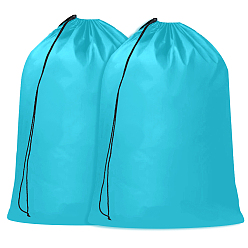 Темный Голубой Сумки для хранения из ткани Оксфорд с завязками, прямоугольник со словом стирка, темные голубые, 90x60x0.05 см