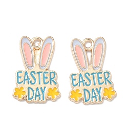 Кролик Пасхальные подвески из эмали, золотой свет, кролик, 20.5x13.5x1 мм, отверстие : 1.8 мм