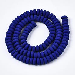 Dark Blue Handmade Polymer Clay Beads Strands, for DIY Jewelry Crafts Supplies, Flat Round, Dark Blue, 6~7x3mm, Hole: 1.5mm, about 113~116pcs/strand, 15.55 inch~16.14 inch(39.5~41cm)