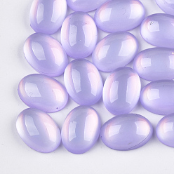Lilac Translucent Resin Cabochons, Oval, Lilac, 17.5~18x13x6mm