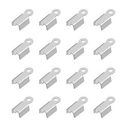Stainless Steel Color 304 Stainless Steel Folding Crimp Ends, Stainless Steel Color, 9.5x4x3mm, Hole: 1mm, 200pcs/box