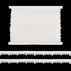 Белый Полиэстеровая лента с морщинами, кружевной отделкой, с бусинами из искусственного жемчуга и картонной карточкой-дисплеем, белые, 1/2 дюйм (12 мм), 10 ярдов