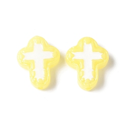 Champagne Gold Бусины из стеклянной эмали, окрашенные методом запекания, бусины ручной работы, крестик, шампанское золото, 14.5x11.5x4 мм, отверстие : 1 мм