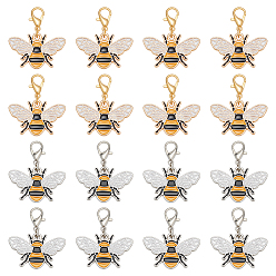 Платиновый & Золотой 32шт 2 цвета пчелы сплав эмаль подвеска украшения, Сплав с застежками когтя омара, платиной и золотом, 30 мм, 16 шт / цвет