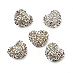 Прозрачный АВ Сверкающие акриловые бусины в форме сердца с украшением из страз, для самодельных украшений и украшений для ручек, ясно AB, 17~17.5x20.5x11.5 мм, отверстие : 2.5 мм