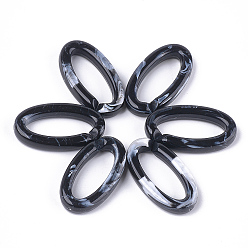 Black Acrylic Linking Rings, Quick Link Connectors, For Jewelry Chains Making, Imitation Gemstone Style, Oval, Black, 35x19.5x6mm, Hole: 25.5x10mm, about 235pcs/500g