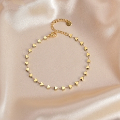 Золотой 304 браслеты на ногу из нержавеющей стали в форме сердца для женщин, золотые, 8-1/4 дюйм (210 мм)