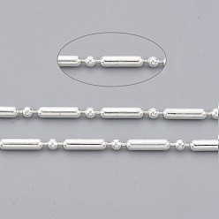 Серебро Латунные шаровые цепи, шариковые и барные цепи, долговечный, пайки, с катушкой, без кадмия и без свинца, серебряные, 5.6x1.5 mm и 1.5 mm, около 301.83 футов (92 м) / рулон