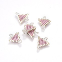 Plum MIYUKI & TOHO Handmade Japanese Seed Beads Links, Loom Pattern, Triangle, Plum, 16~17x14~14.5x1.7mm, Hole: 1.5mm