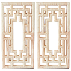 Бланшированный Миндаль Полая резиновая аппликация с резным деревом, для двери шкафа кровать неокрашенный декор, Европейский стиль, прямоугольные, бланшированный миндаль, 200x98x9.5 мм