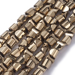 с Покрытием Меди Стеклянные бусины с гальваническим покрытием , граненые, полное покрытие, полукруглый, с медным покрытием, 6x5x4 мм, отверстие : 1 мм, около 99 шт / нитка, 16.14 дюйм (41 см)